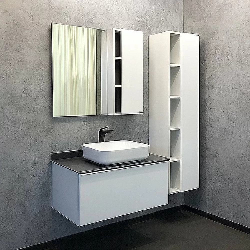 Тумба с раковиной Comforty Милан 90 (T-Y9378) белая/столешница графит
