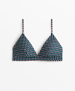 OYSHO Трёхцветный жаккардовый треугольный топ для бикини, зеленый