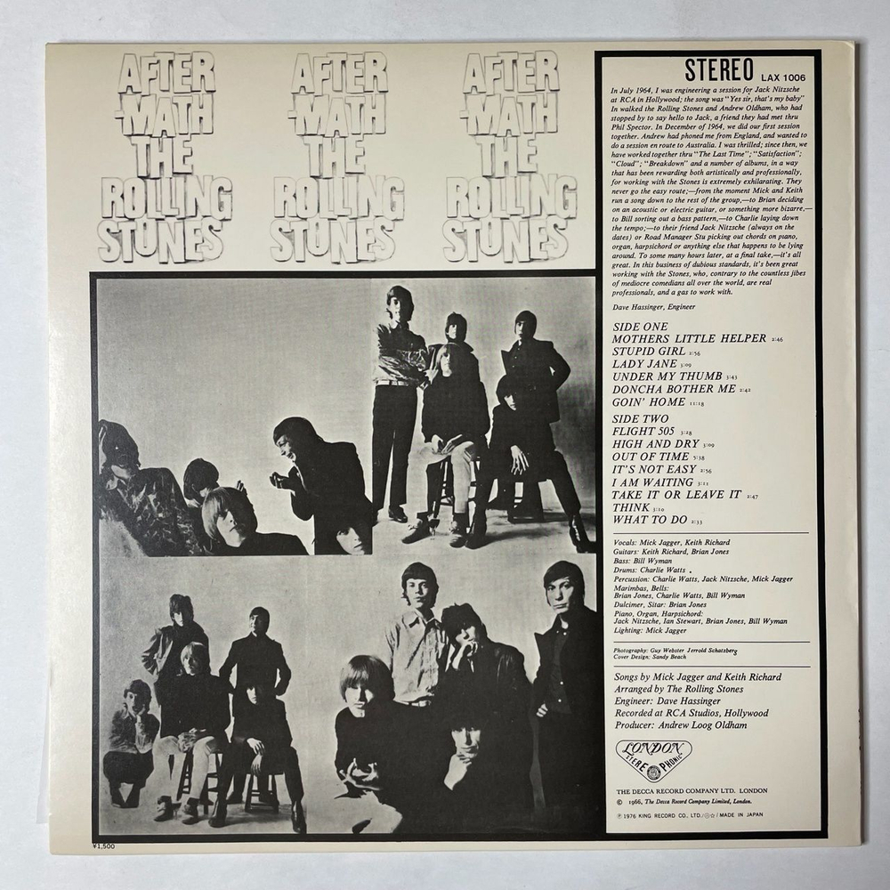 Винтажная виниловая пластинка LP The Rolling Stones Aftermath (Japan 1978) (No Obi) Lady Jane