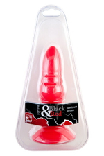 Красная силиконовая анальная втулка Black & Red, (14.5 см) (Цвет: красный)