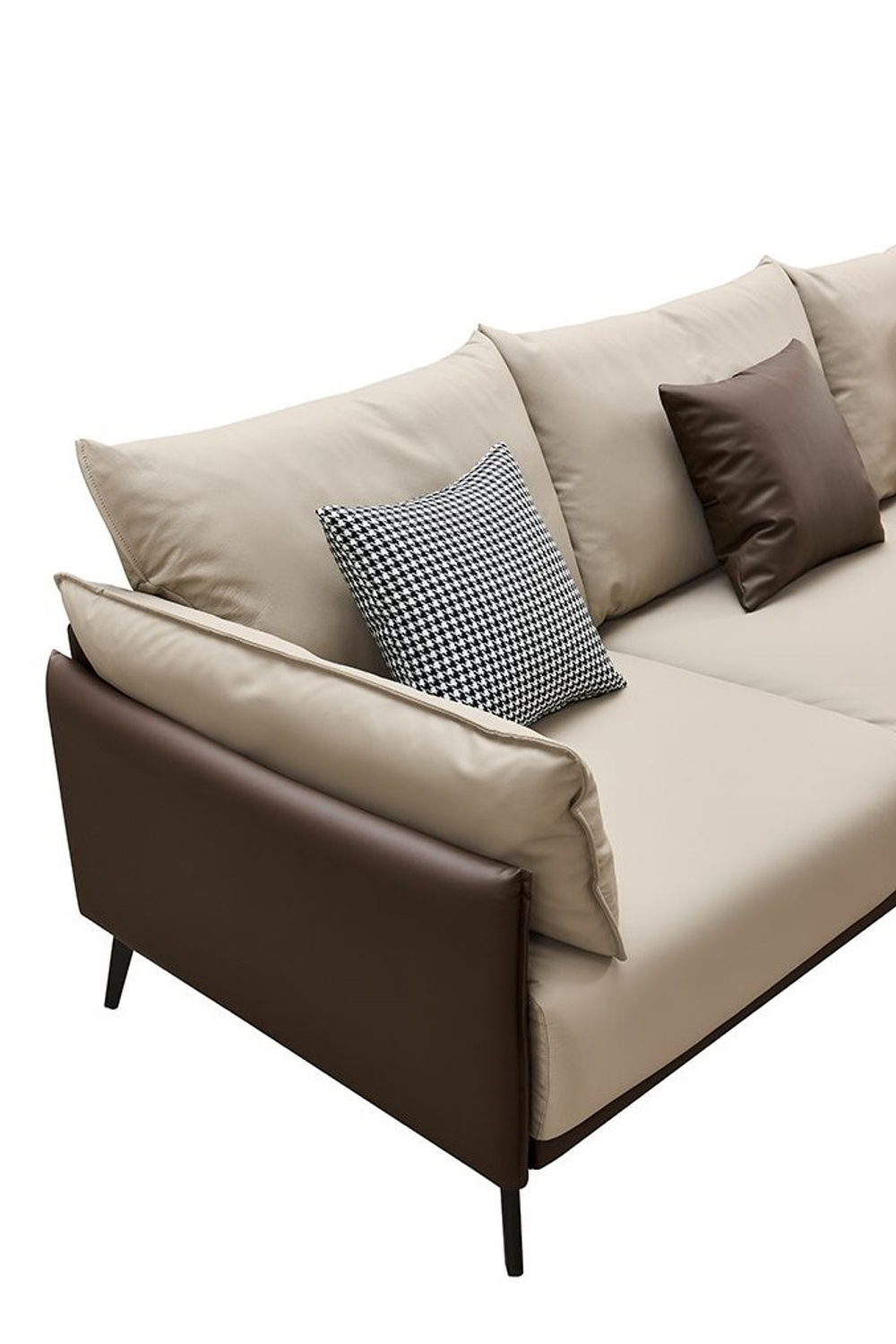 Диван ELEGANTE NAPPA SF015 угловой (3-х местный правый угол) бежевый/коричневый