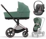 Коляска 3 в 1 Cybex Priam IV Rosegold и автокресло Cloud G i-Size Lava Grey Plus Leaf Green
