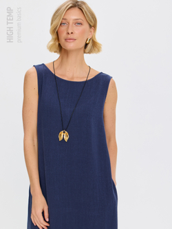 Льняной сарафан макси с карманами