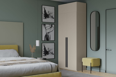 Распашной двухсекционный шкаф Лорена Пакс-2 с антресолью Кашемир 5981 BS 80*40*230 см, Бежевый   Фиеста