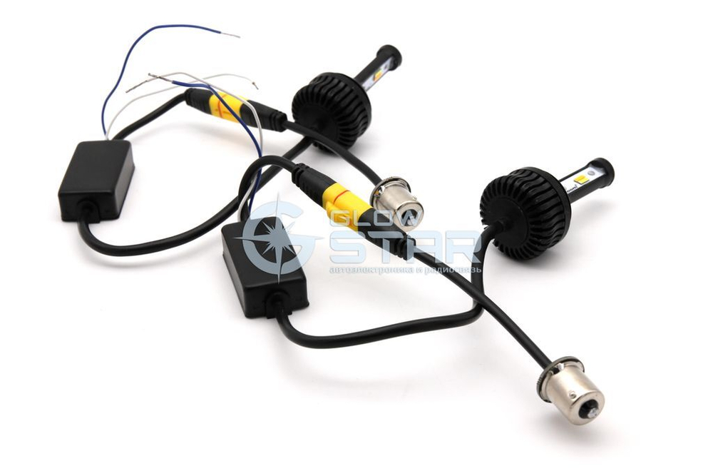 Aozoom ДХО в поворотники 1156/7440 (2 в 1) S25/T20 (BAU15S/WY21W) белый+оранжевый (комплект, 2шт)