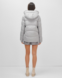 Куртка зимняя женская из овчина стильная и модная серого цвета 7348Sr
