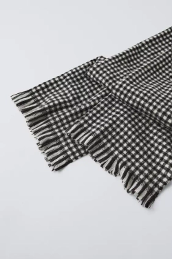 ZARA ШАРФ В КЛЕТКУ ВИШИ, ЧЕРНЫЙ