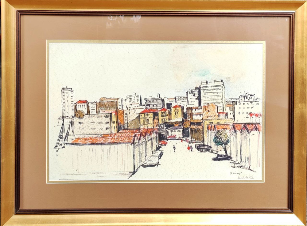 Картина Цветковой В.П. "Бейрут" бумага/карандаш 35х50