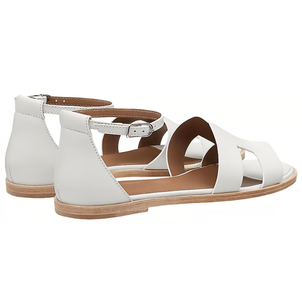 Hermes Santorini Calfskin casual and comfortable sandals Women's White, H182139Z 90