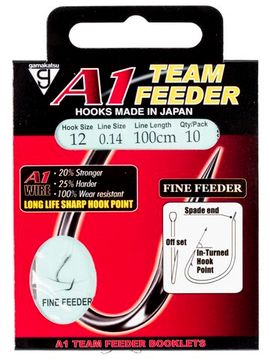 Крючки с поводком Gamakatsu BOOKLET A1 FINE FEEDER разм. 12-0.14мм 100см 10шт.