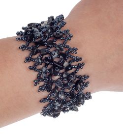 Y-KB008 Браслет из бисера с камнем Обсидиан