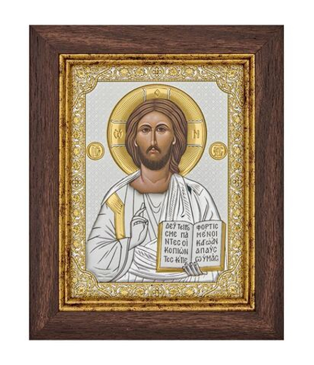 Спаситель, икона прямоугольная в рамке под стеклом, красное дерево 206х258
