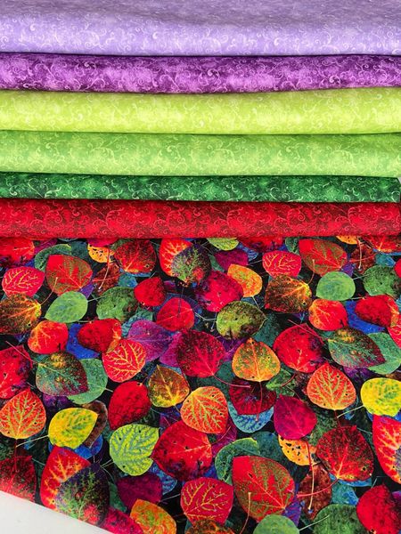 Отрез 0,3м - ЯРКИЕ ЛИСТЬЯ, 100% хлопок 5