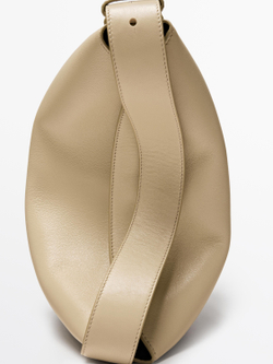 Massimo Dutti Небольшая сумка через плечо из кожи наппа, песочный