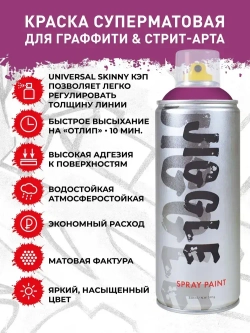 Аэрозольная краска для граффити в баллончике JIGGLE PRO суперматовая, 520 мл, FANDANGO / Фанданго