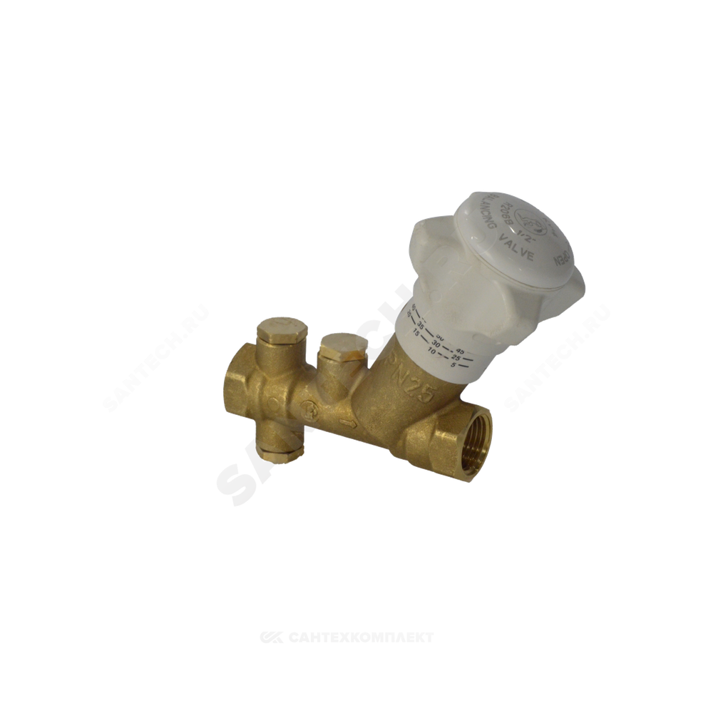 Клапан балансировочный ручной латунь R206B Ду 15 G1/2" A Ру25 ВР Kvs=2.7м3/ч без ниппелей Giacomini R206BY013