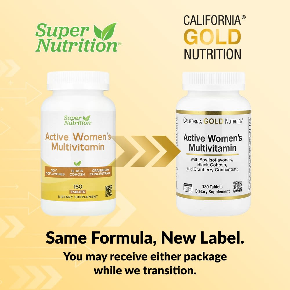 California Gold Nutrition, мультивитамины для активных женщин, с воронцом кистевидным, изофлавонами сои и концентратом клюквы, 180 таблеток