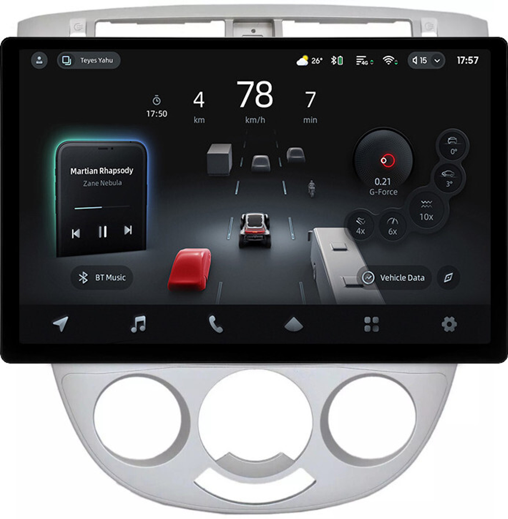 Магнитола для Chevrolet Lacetti седан/универсал, Daewoo Gentra (кондиционер, рамка серебро) - Teyes CC4-PRO монитор 13" 2K QLED на Android 13, Snapdragon 778G, 8+128, AI, CarPlay, DSP, 4G SIM-слот