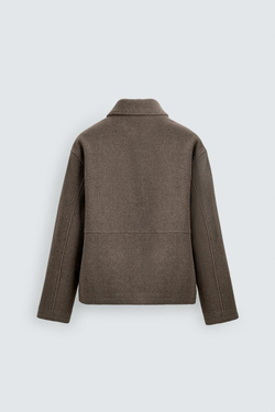 ZARA КУРТКА-БОМБЕР ИЗ ТКАНИ «ЁЛОЧКА» НА МОЛНИИ, ПЕСОЧНЫЙ