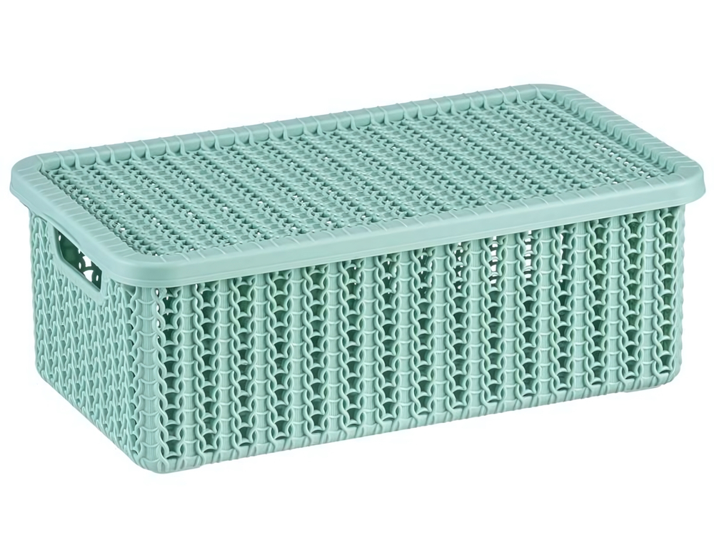 Корзина 3л "Вязание" с крышкой, фисташковый