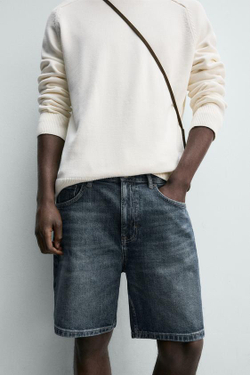 ZARA ДЖИНСОВЫЕ ШОРТЫ REGULAR FIT, СИНИЙ