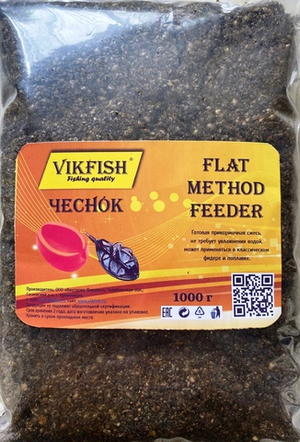 Прикормка VIKFISH  FLAT METHOD FEEDER           Чеснок 1000г