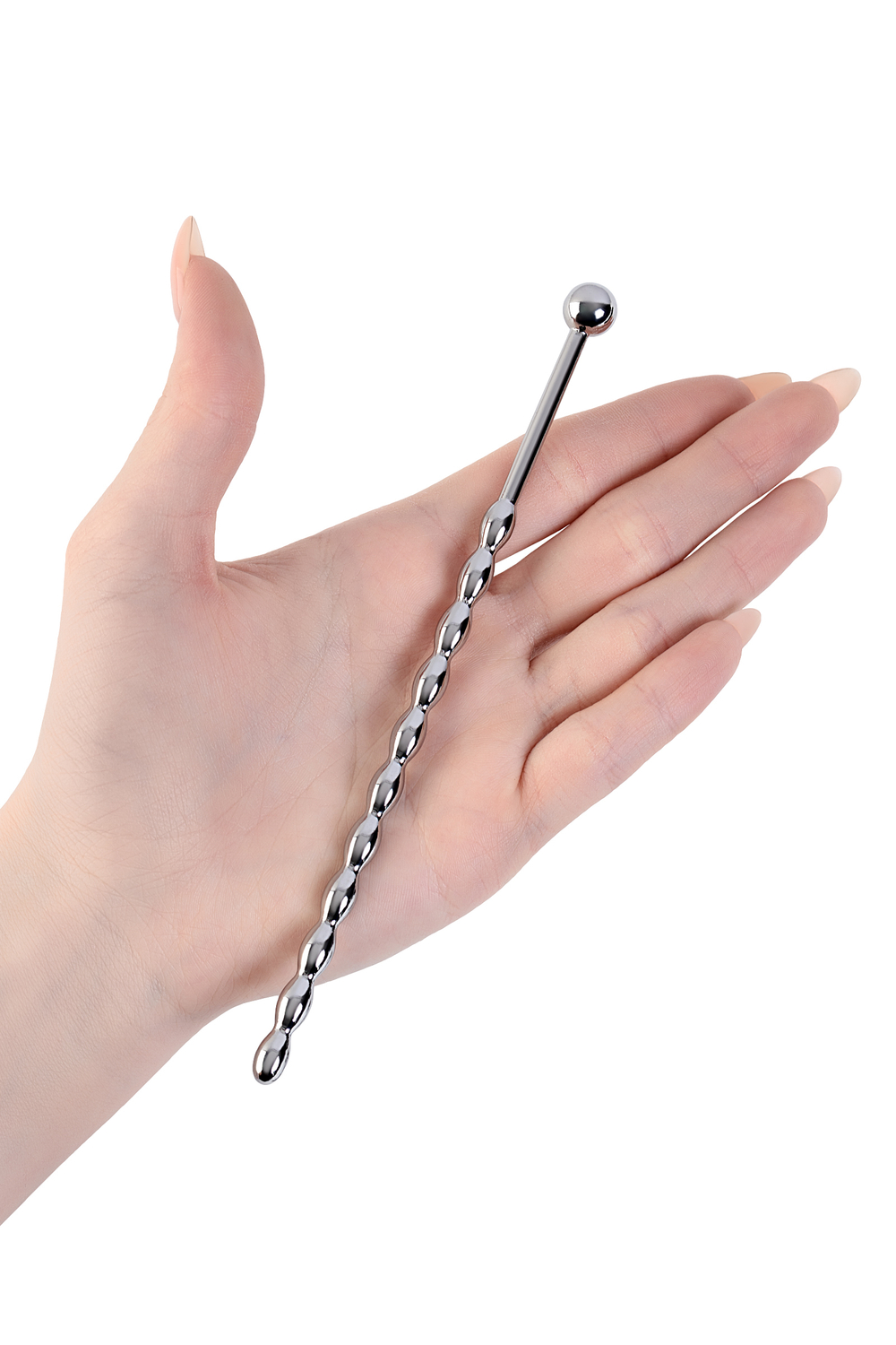 Уретральный плаг-косичка длинный серебристый 15,7 см