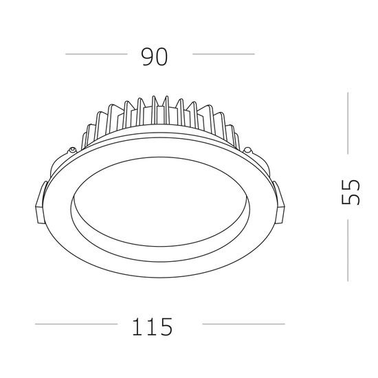 ST752.538.12 Св-к встр. Белый LED 1*12W 3000K 960Lm Ra80 100° IP44 D115xH47 100-240VV Встраиваемые светильники