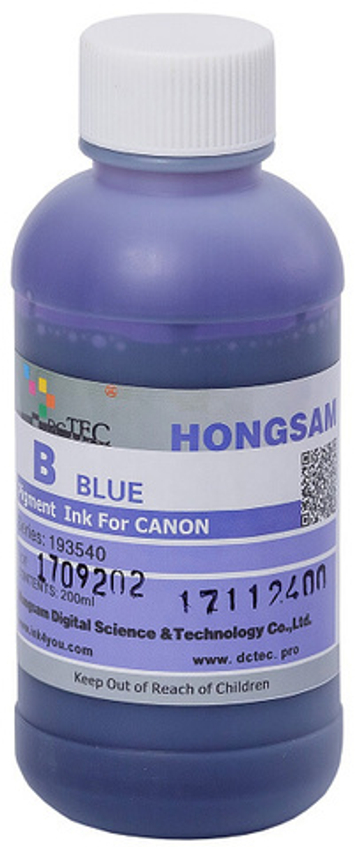Чернила DCTec — HONGSAM пигментные для Canon серия: 193540 - Blue (Синий) 200 мл.