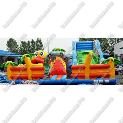 Большая надувная горка "Братство пиратов с роботом" 12*12*7 м