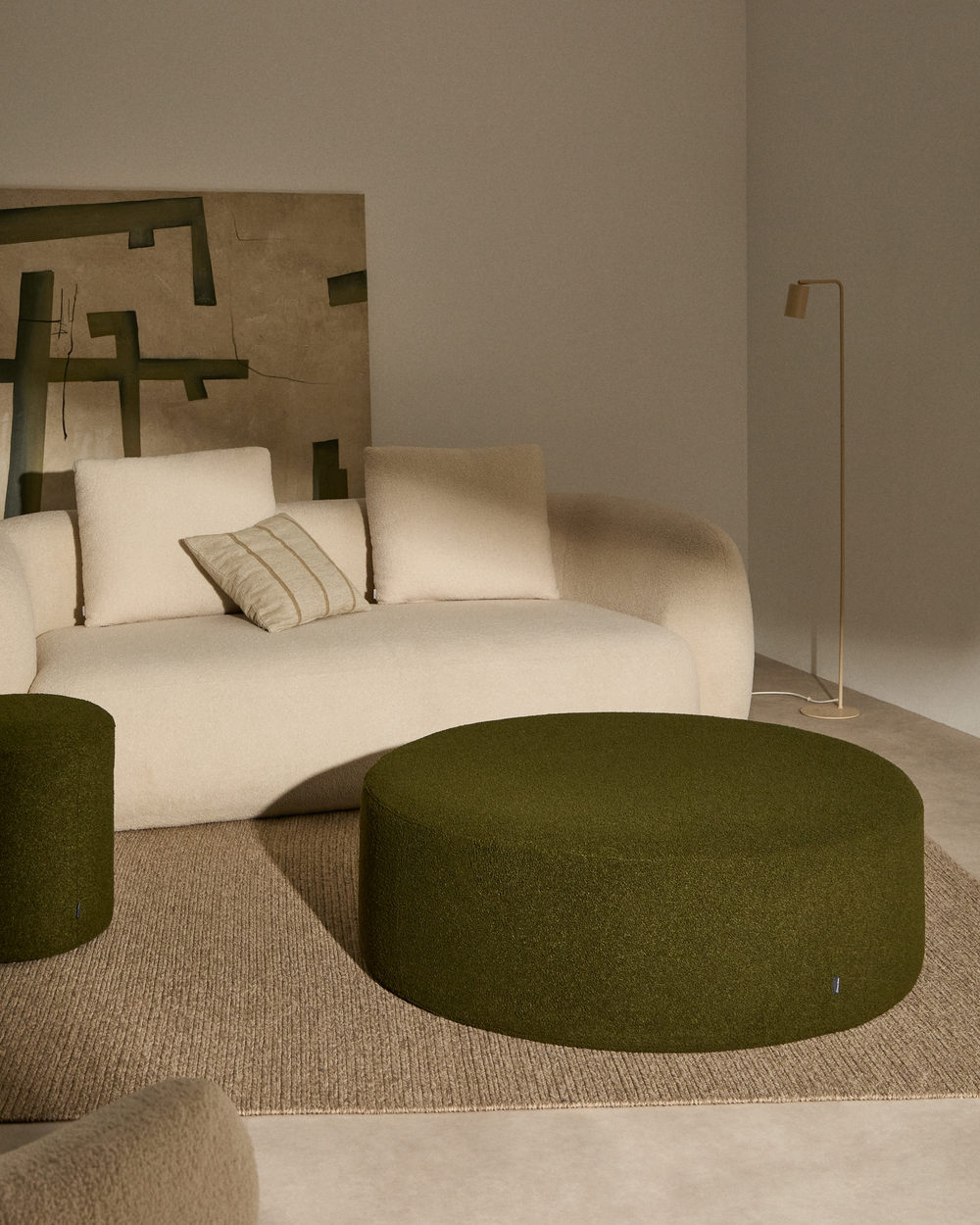 Пуф Kaeli со съемным чехлом из зеленого букле Ø 120 см