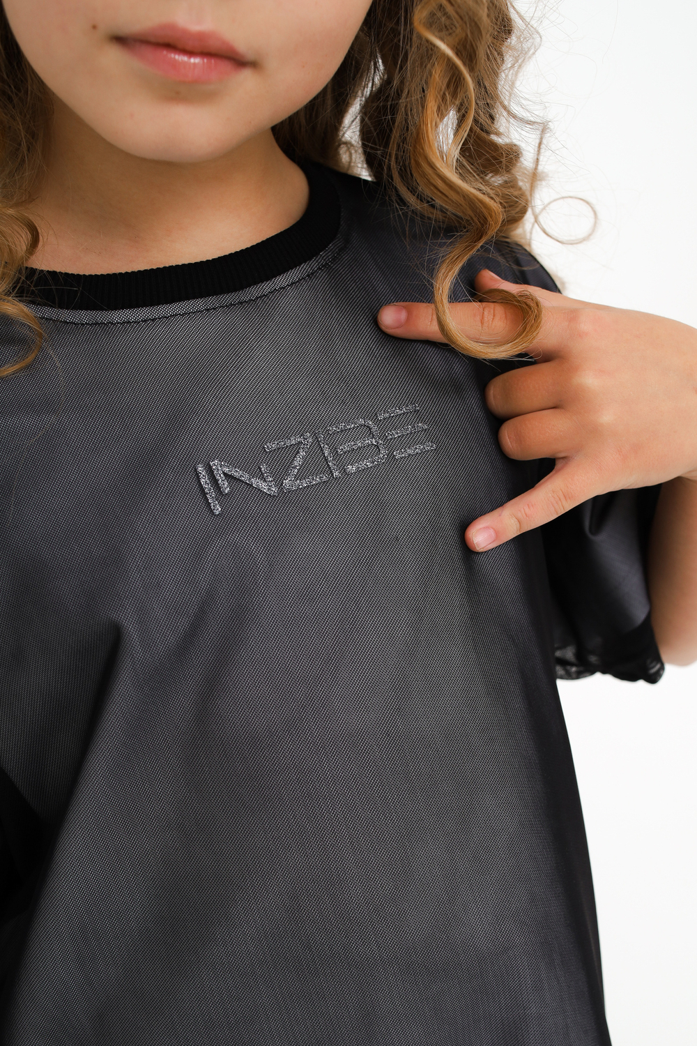 Футболка с сеткой оверсайз, белая