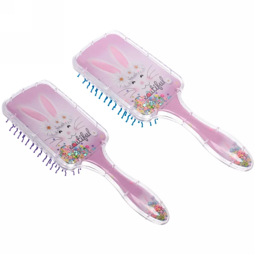 Расческа массажная детская «Animals», Зайчишка, микс 2 цвета, на подвесе, 20*6см