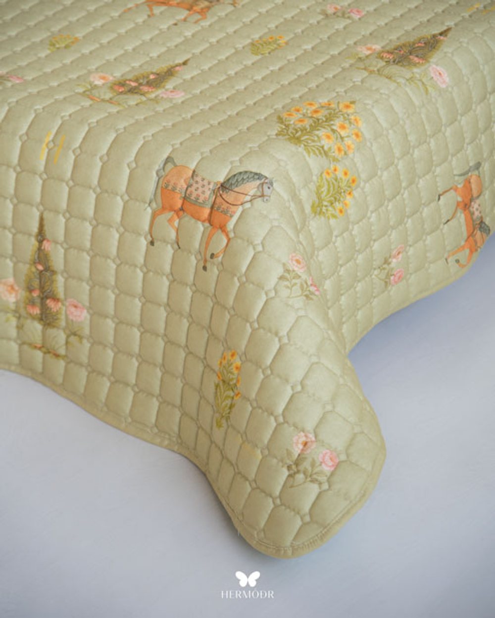 Комплект стеганного покрывала и 3 наволочек Soufiyan Matcha Green Hermodr 130220302 Иран