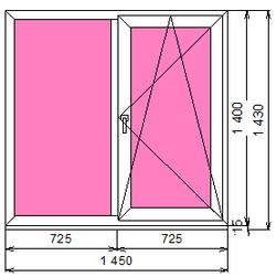Пластиковое окно 1400 х 1450 ТермА Эко