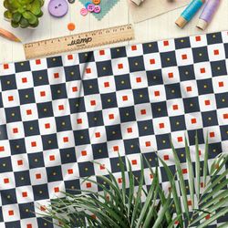 Ткань поплин шахматная доска с разноцветными квадратами