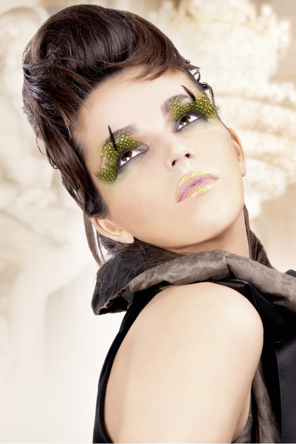 Желто-черные ресницы-перья (Цвет: черный с желтым)