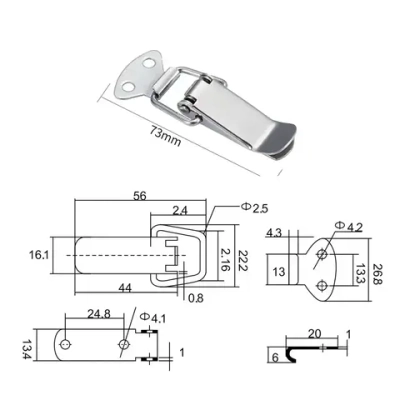Замок защелка на ящик 73 мм набор 2 шт