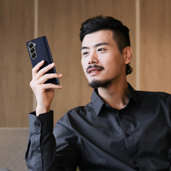 Чехол синего цвета с премиальной искусственной кожи от Dux Ducis для Samsung Galaxy Z Fold 6, серия Bril Series Case
