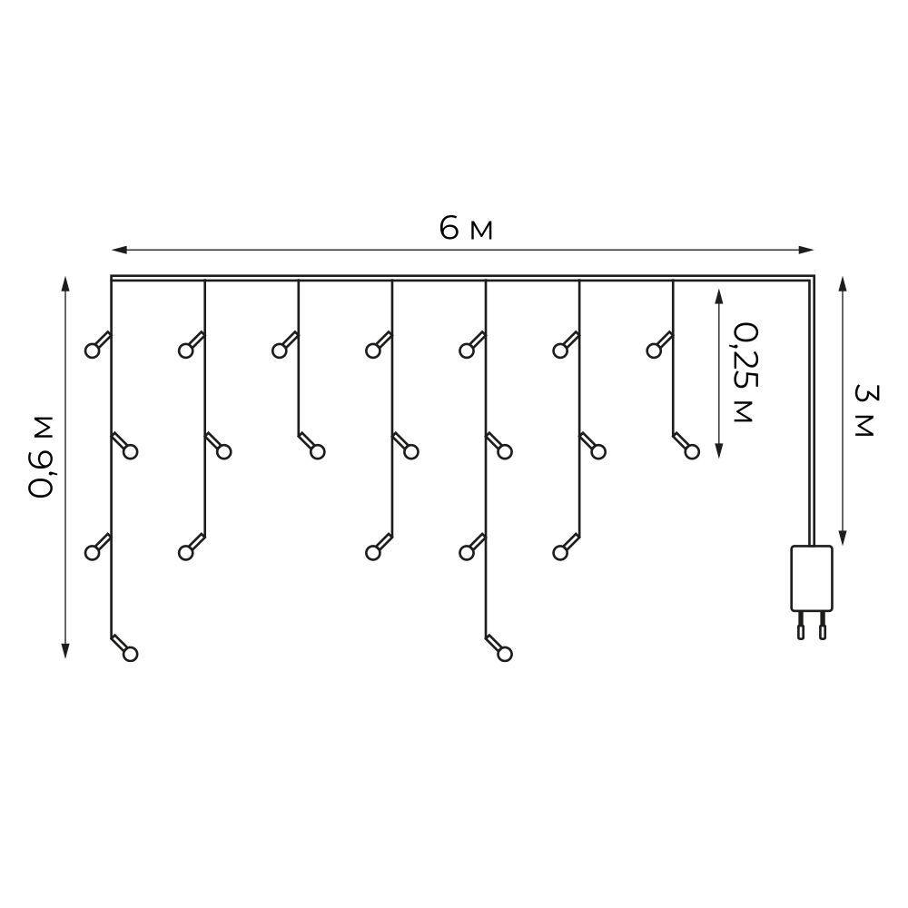 ULD-B6006-080-STK BLUE IP44 Бахрома светодиодная со статическим свечением. 6м. Соединяемая. 80 светодиодов. Синий свет. Провод прозрачный. ТМ Uniel