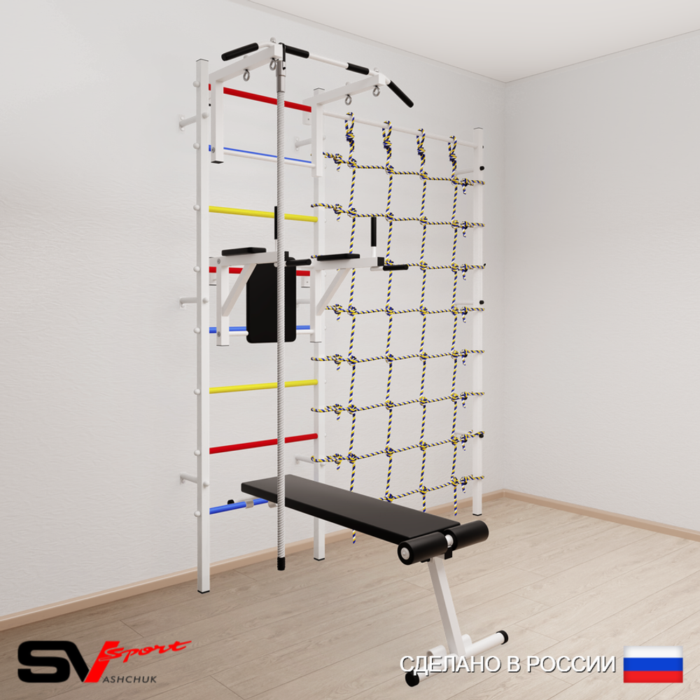 Шведская стенка Sv Sport 5800 (Турник стандарт/Брусья/Скамья/Канат/Канатный лаз)