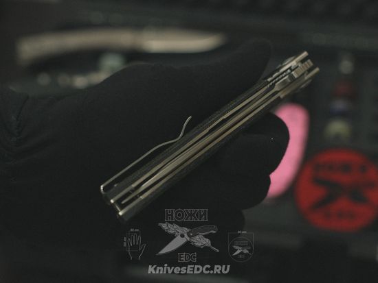 Складной нож REPTILIAN НКВД-03-2 c клинком из стали D2, рукоять микарта