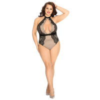 Прозрачное боди с вырезом Plus size