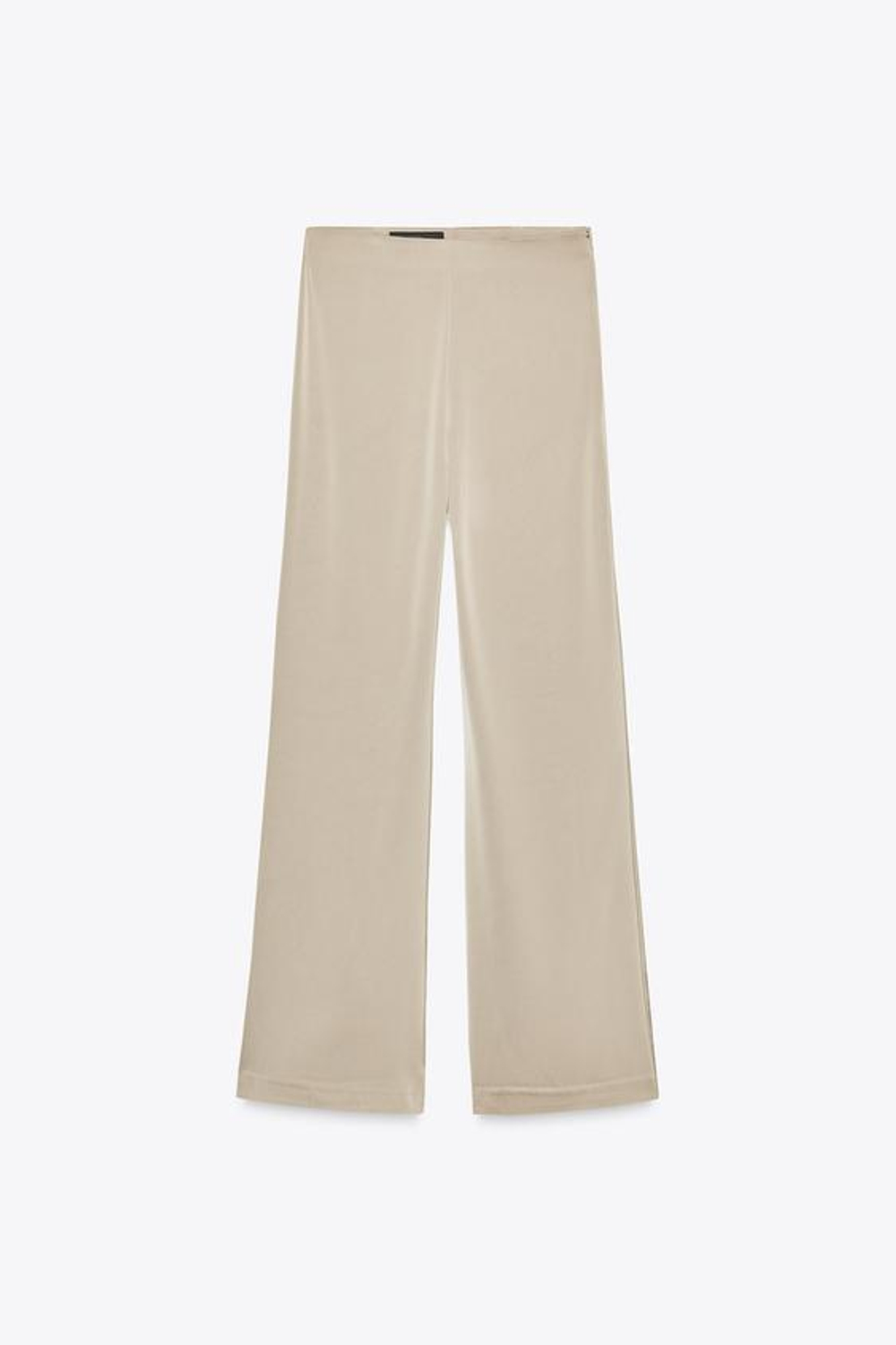 ZARA АТЛАСНЫЕ БРЮКИ С ВЫСОКОЙ ПОСАДКОЙ, БЕЖЕВЫЙ/ЗЕЛЕНЫЙ