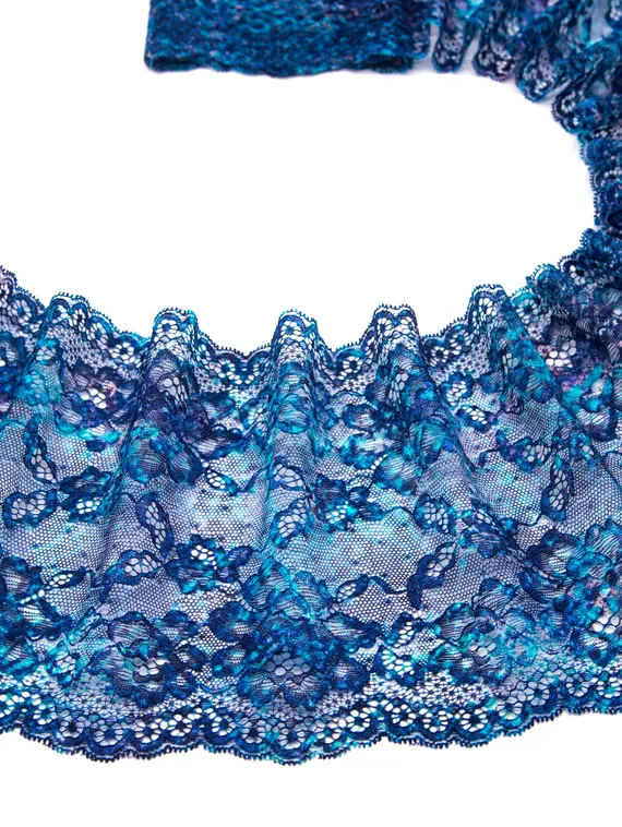 03-198 ОПТ Кружево эластичное 18 см, морской бриз, синий/голубой