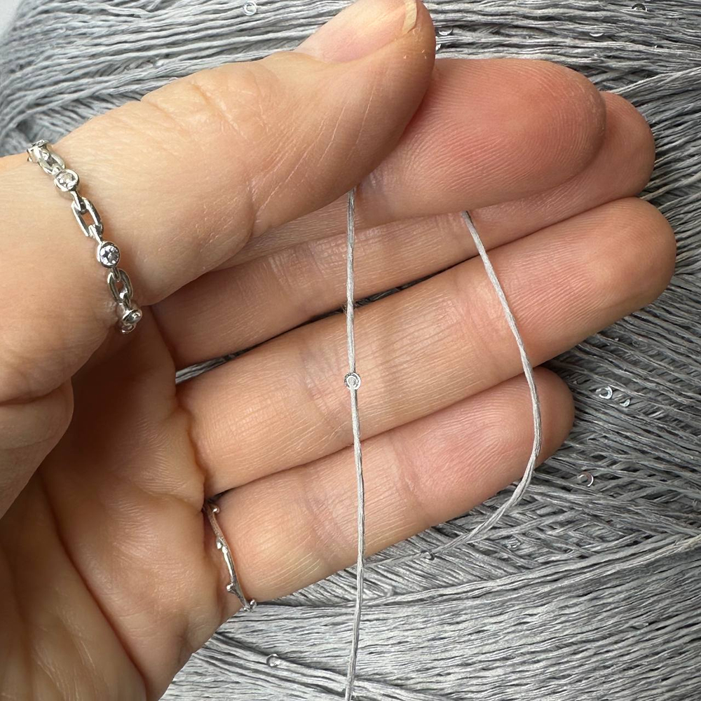 LINETTE PAILLETES - 80% лен, 20% п/а, микропайетки 2мм, ; 450м\100гр; цвет: серый аллюминий, пайетки серебро