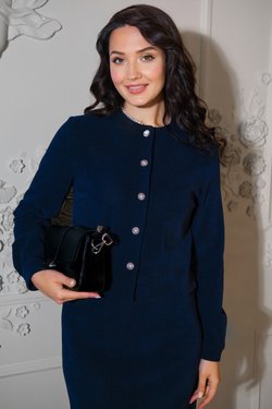 Кардиган синий из трикотажного вельвета