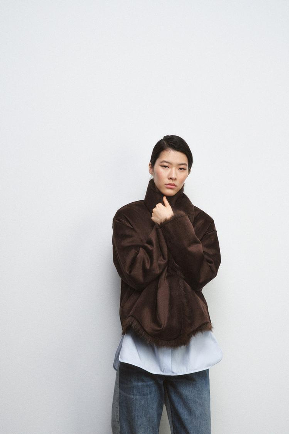 ZARA ПАЛЬТО-ДУБЛЕНКА — ZW COLLECTION, КОРИЧНЕВЫЙ