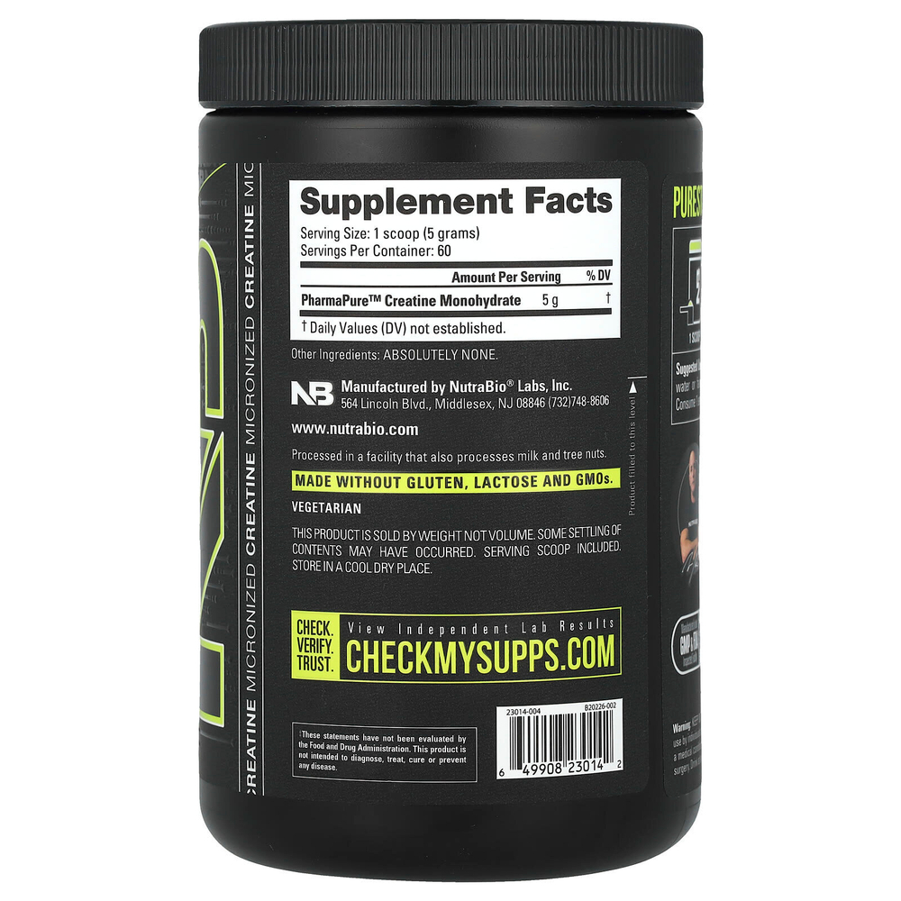 NutraBio, Микронизированный моногидрат креатина, 300 г (10,6 унции)