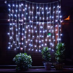 ULD-C1515-100-DTA WHITE IP20 Занавес светодиодный. 1.5х1.5м. 100 светодиодов. Белый свет. Провод прозрачный. TM Uniel